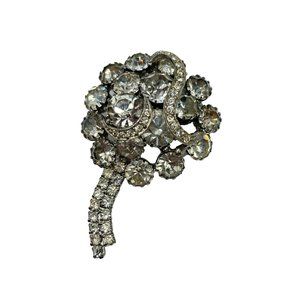 Vintage Rhinestones Brooch Clear Glass Stones Prong Set Shooting Star Design